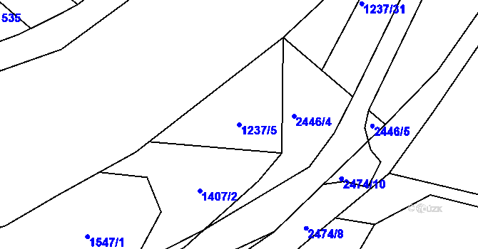 Parcela st. 1237/5 v KÚ Leskovec, Katastrální mapa