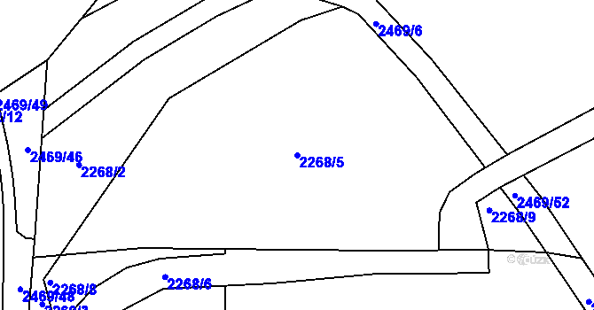 Parcela st. 2268/5 v KÚ Leskovec, Katastrální mapa
