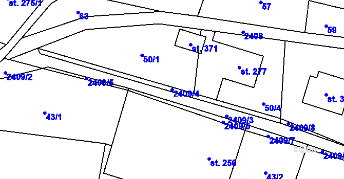 Parcela st. 2409/4 v KÚ Leskovec, Katastrální mapa