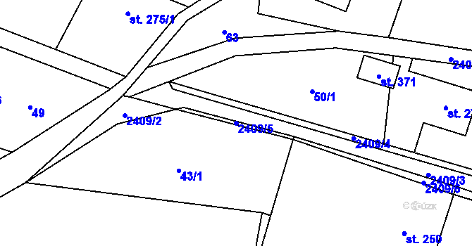 Parcela st. 2409/5 v KÚ Leskovec, Katastrální mapa