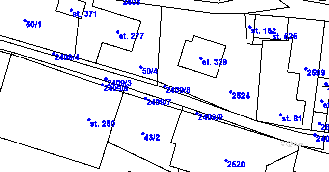 Parcela st. 2409/8 v KÚ Leskovec, Katastrální mapa