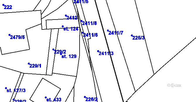 Parcela st. 2411/3 v KÚ Leskovec, Katastrální mapa