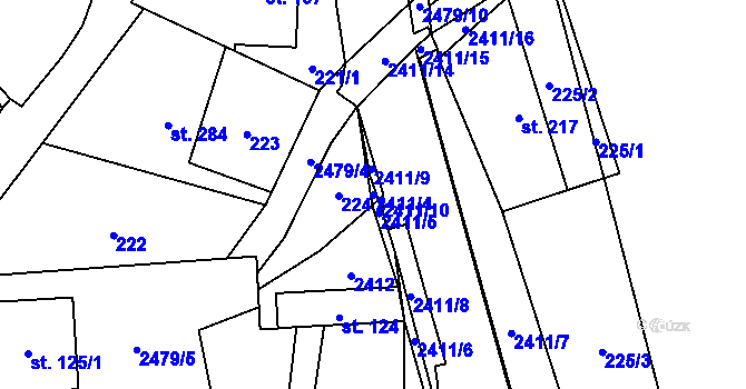Parcela st. 2411/4 v KÚ Leskovec, Katastrální mapa