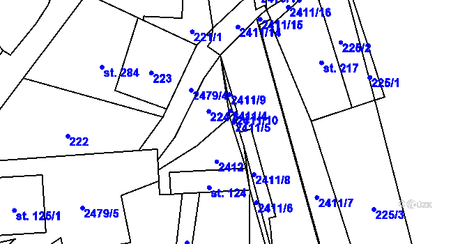 Parcela st. 2411/5 v KÚ Leskovec, Katastrální mapa
