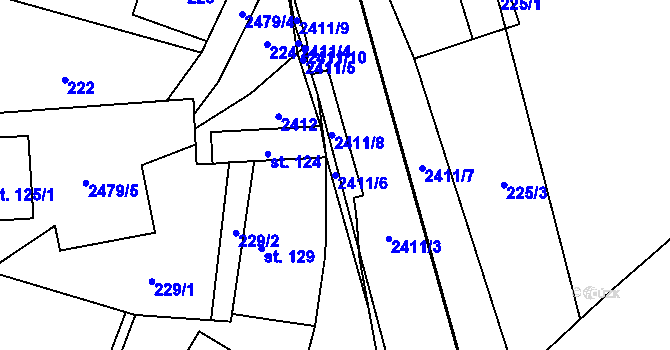Parcela st. 2411/6 v KÚ Leskovec, Katastrální mapa