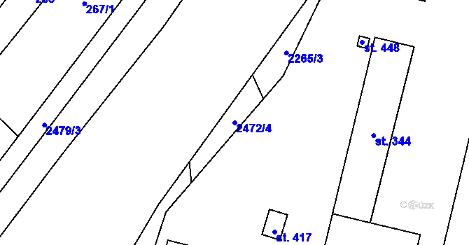 Parcela st. 2472/4 v KÚ Leskovec, Katastrální mapa