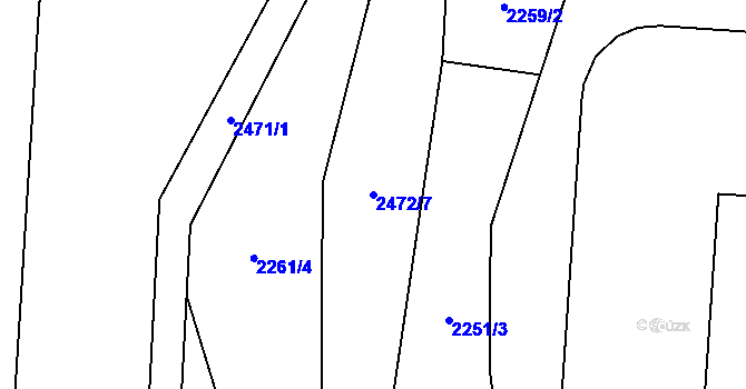 Parcela st. 2472/7 v KÚ Leskovec, Katastrální mapa