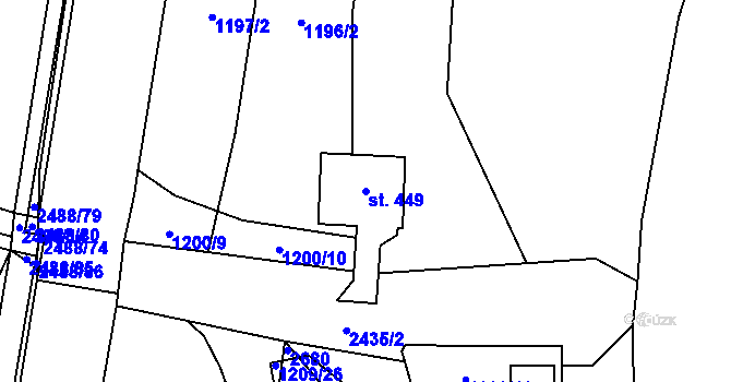 Parcela st. 449 v KÚ Leskovec, Katastrální mapa