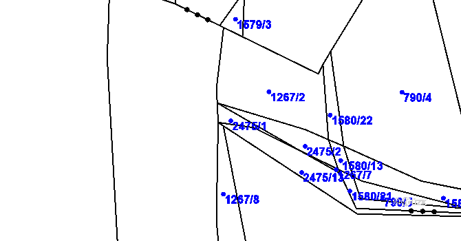 Parcela st. 2475/1 v KÚ Leskovec, Katastrální mapa