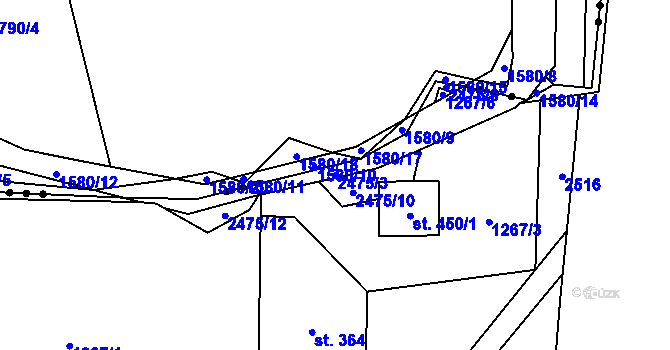 Parcela st. 2475/3 v KÚ Leskovec, Katastrální mapa