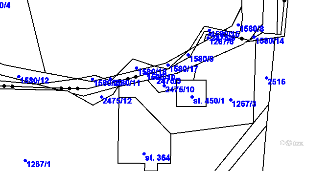 Parcela st. 2475/10 v KÚ Leskovec, Katastrální mapa