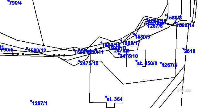 Parcela st. 2475/11 v KÚ Leskovec, Katastrální mapa