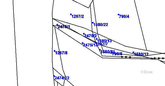 Parcela st. 2475/13 v KÚ Leskovec, Katastrální mapa