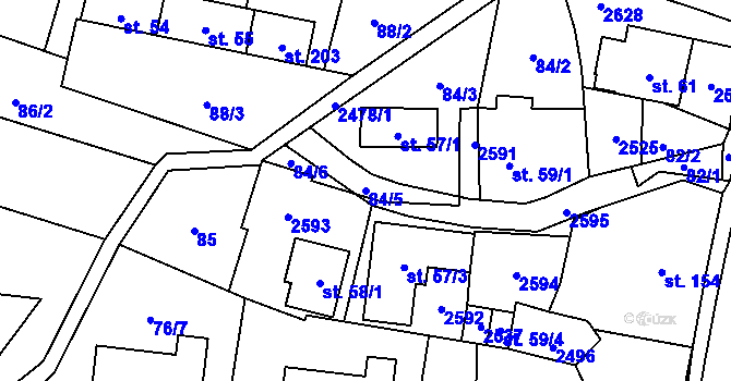 Parcela st. 84/5 v KÚ Leskovec, Katastrální mapa