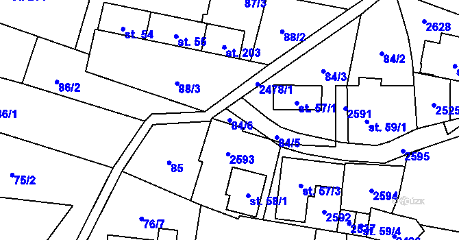Parcela st. 84/6 v KÚ Leskovec, Katastrální mapa