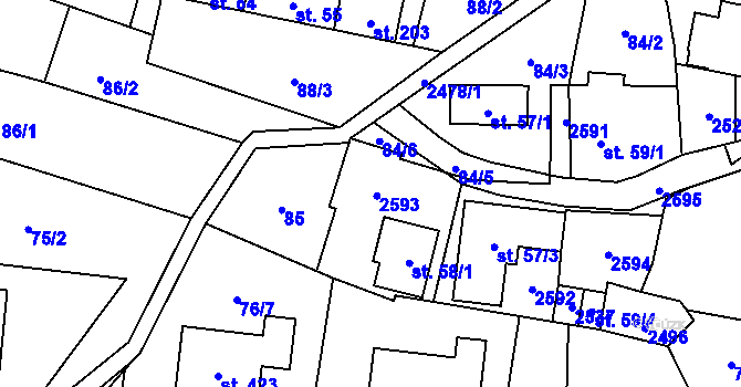 Parcela st. 58/2 v KÚ Leskovec, Katastrální mapa