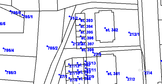 Parcela st. 397 v KÚ Leskovec, Katastrální mapa