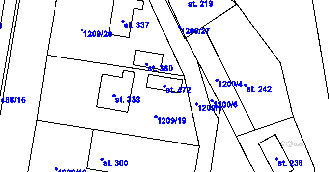 Parcela st. 472 v KÚ Leskovec, Katastrální mapa
