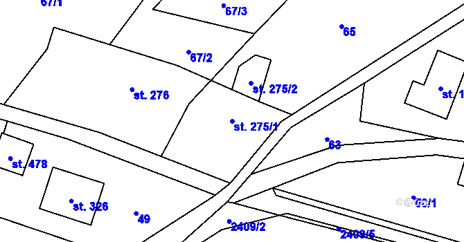 Parcela st. 275/1 v KÚ Leskovec, Katastrální mapa