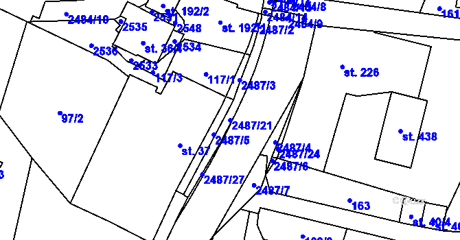 Parcela st. 2487/21 v KÚ Leskovec, Katastrální mapa
