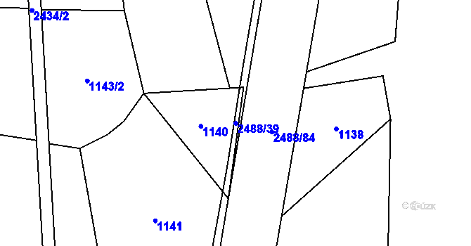 Parcela st. 2488/39 v KÚ Leskovec, Katastrální mapa