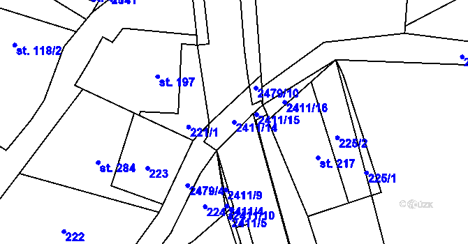 Parcela st. 2411/14 v KÚ Leskovec, Katastrální mapa