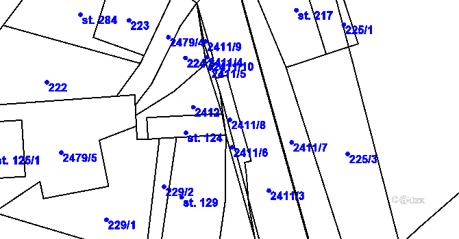 Parcela st. 2411/8 v KÚ Leskovec, Katastrální mapa