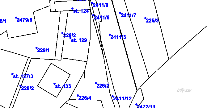Parcela st. 2411/11 v KÚ Leskovec, Katastrální mapa