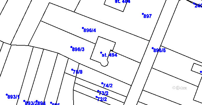Parcela st. 494 v KÚ Leskovec, Katastrální mapa