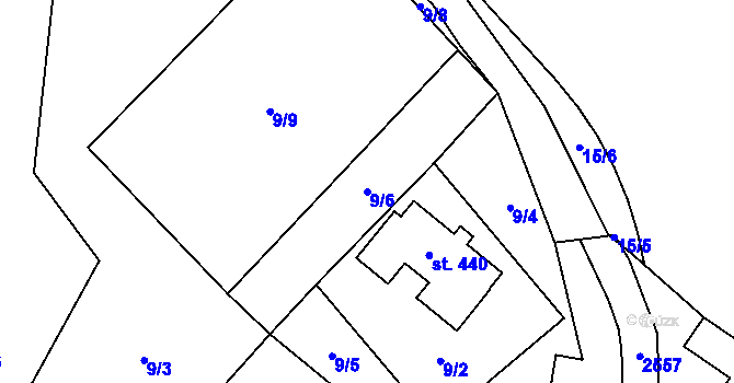 Parcela st. 9/6 v KÚ Leskovec, Katastrální mapa