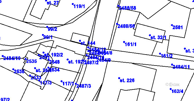 Parcela st. 2484/8 v KÚ Leskovec, Katastrální mapa