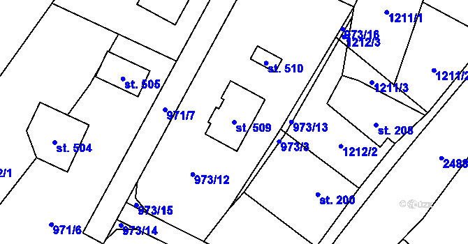Parcela st. 509 v KÚ Leskovec, Katastrální mapa