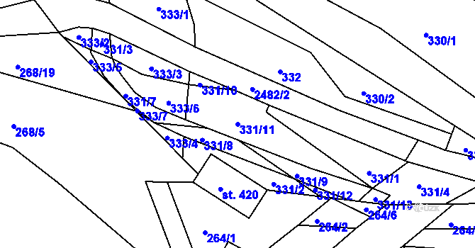 Parcela st. 331/11 v KÚ Leskovec, Katastrální mapa