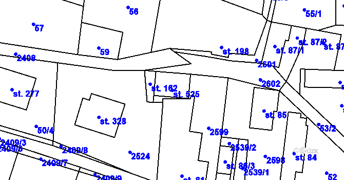 Parcela st. 525 v KÚ Leskovec, Katastrální mapa