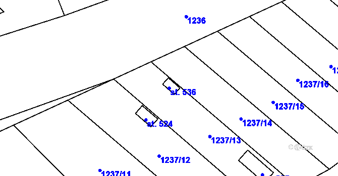 Parcela st. 536 v KÚ Leskovec, Katastrální mapa