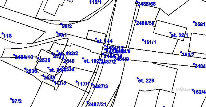 Parcela st. 2484/14 v KÚ Leskovec, Katastrální mapa