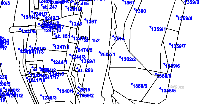 Parcela st. 2507/1 v KÚ Leskovec, Katastrální mapa