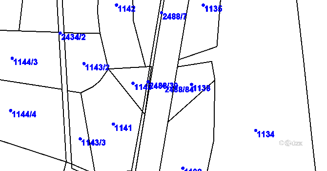 Parcela st. 2488/84 v KÚ Leskovec, Katastrální mapa