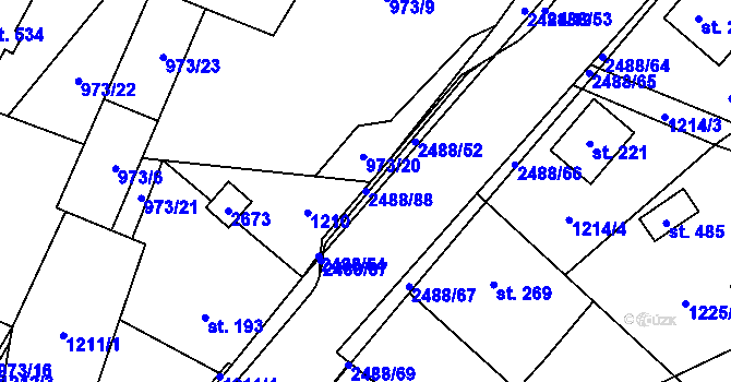 Parcela st. 2488/88 v KÚ Leskovec, Katastrální mapa
