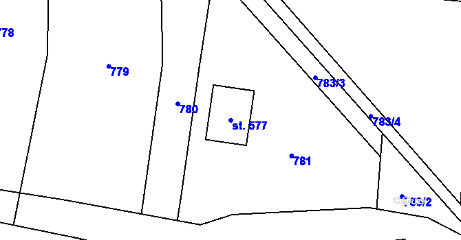 Parcela st. 577 v KÚ Leskovec, Katastrální mapa
