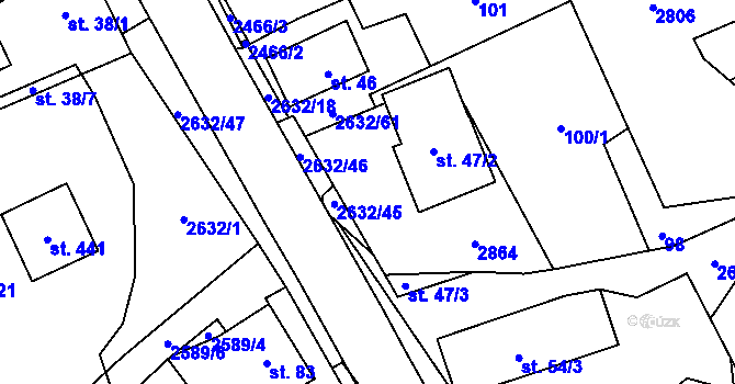 Parcela st. 47/1 v KÚ Leskovec nad Moravicí, Katastrální mapa