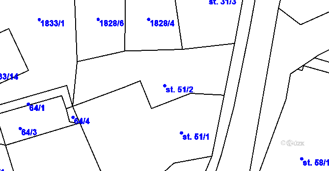 Parcela st. 51/2 v KÚ Leskovec nad Moravicí, Katastrální mapa