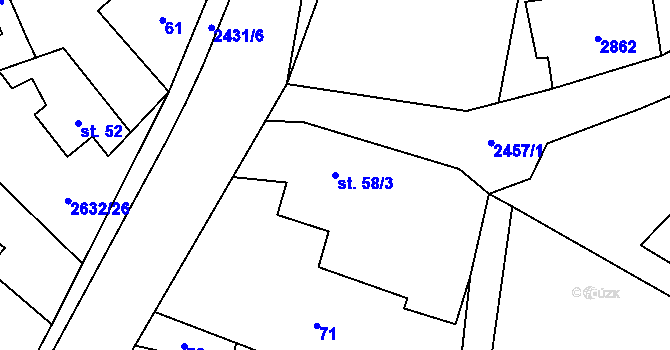 Parcela st. 58/3 v KÚ Leskovec nad Moravicí, Katastrální mapa