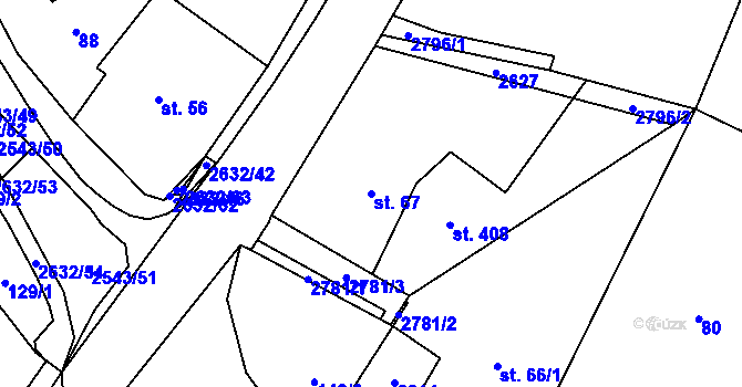 Parcela st. 67 v KÚ Leskovec nad Moravicí, Katastrální mapa