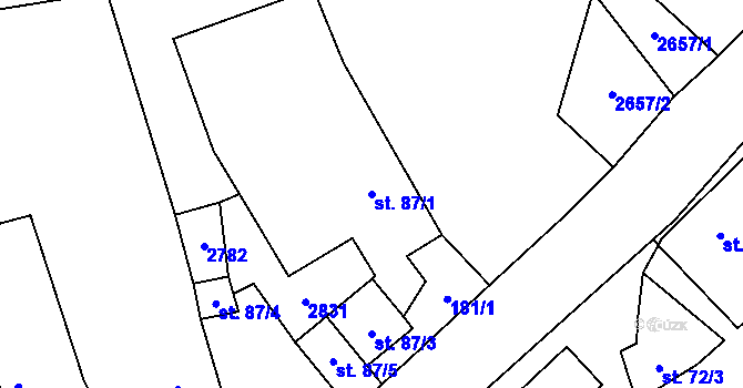Parcela st. 87/1 v KÚ Leskovec nad Moravicí, Katastrální mapa