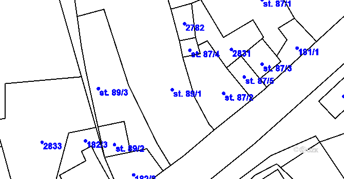 Parcela st. 89/1 v KÚ Leskovec nad Moravicí, Katastrální mapa