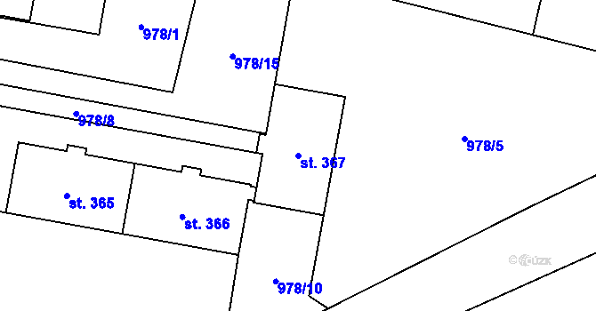 Parcela st. 367 v KÚ Leskovec nad Moravicí, Katastrální mapa