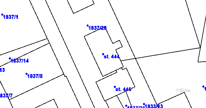 Parcela st. 444 v KÚ Leskovec nad Moravicí, Katastrální mapa