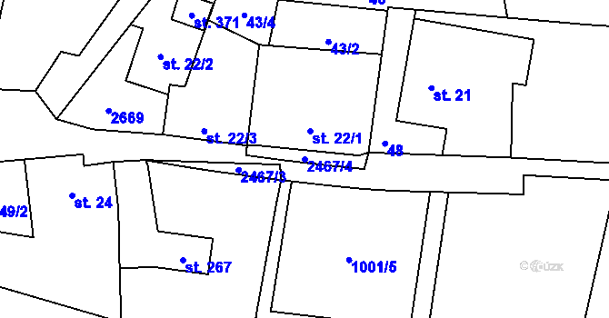 Parcela st. 2467/4 v KÚ Leskovec nad Moravicí, Katastrální mapa