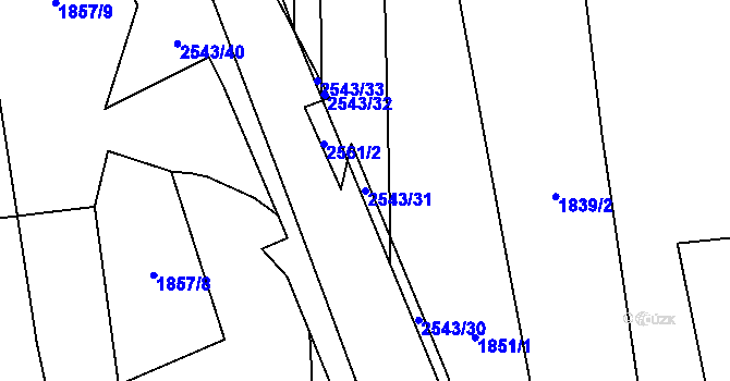 Parcela st. 2543/31 v KÚ Leskovec nad Moravicí, Katastrální mapa